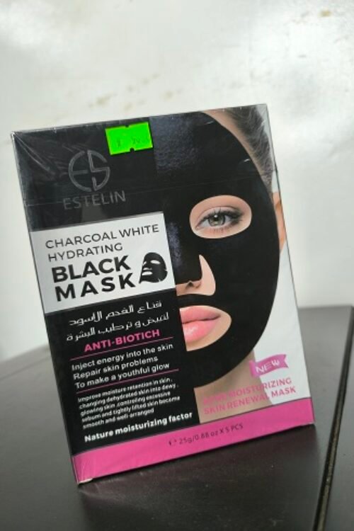 Estelin Charcoal White Hydrating Black Mask – Deep Cleansing, Hydrating & Pore-Minimizing Face Mask